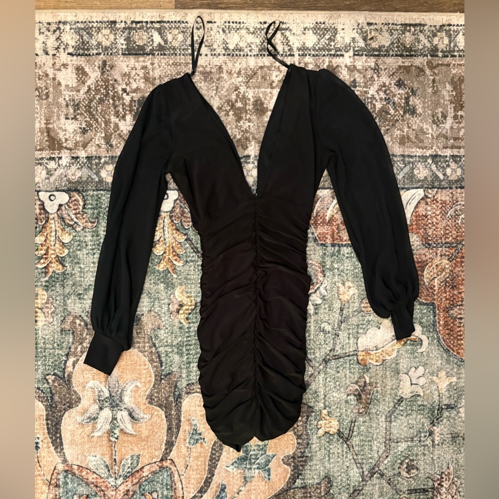 Elegant Black Ruched Dress